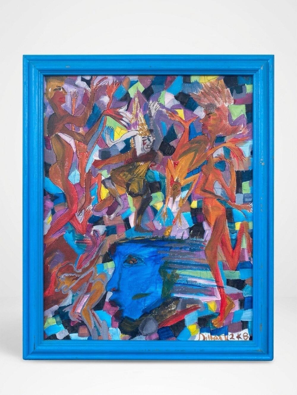 Y2K 2008s Acrylic ArtPainting Abstract LivingLife OnBoard Original Signed Frame